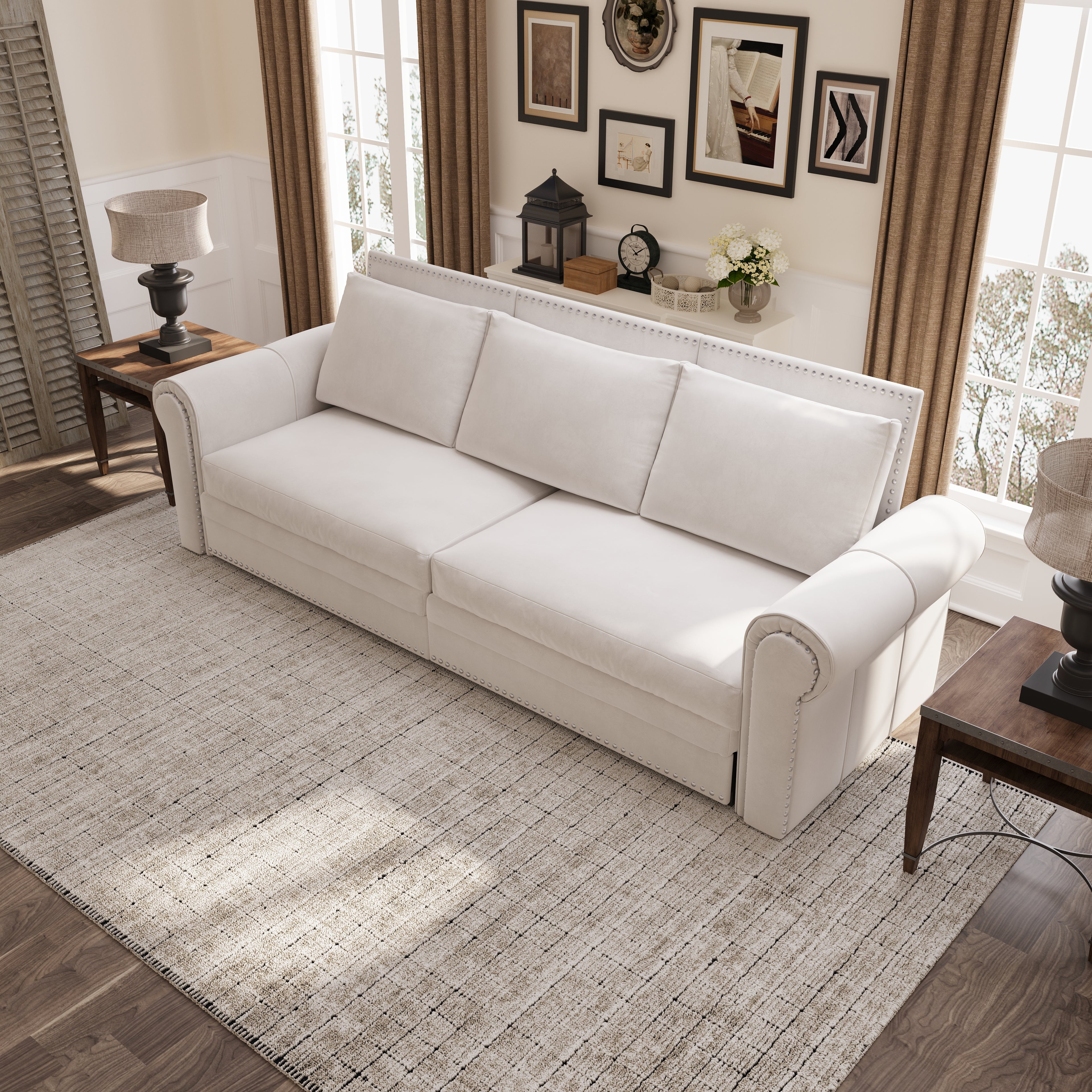 Chesterfield 3-in-1 Velvet Convertible Sleeper Sofa