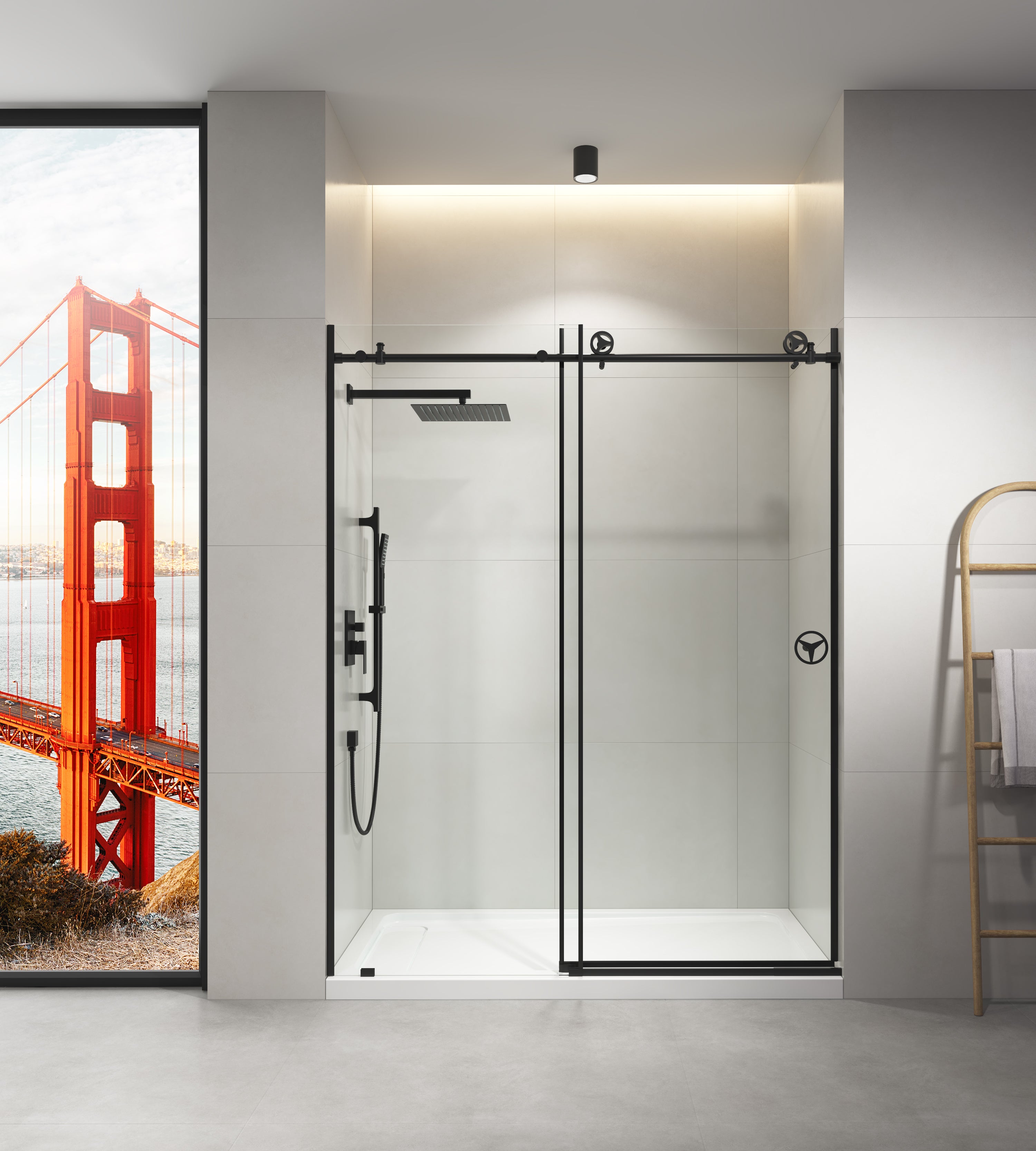 60" W x 76" H Sliding Frameless Shower Door in Matte