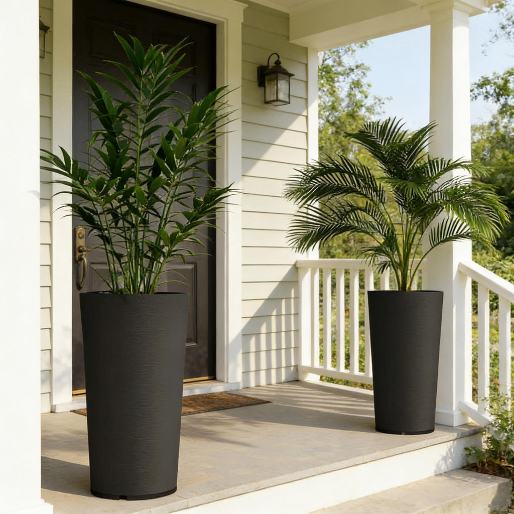 Set of 2 Flower Pots - Stackable Large Planters