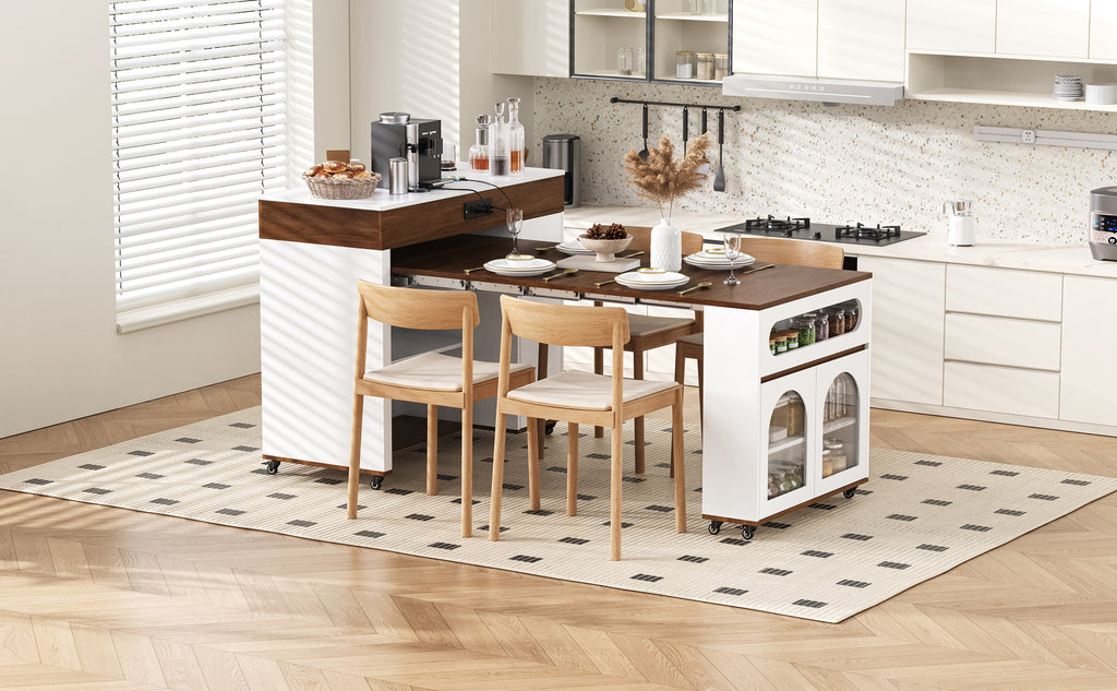 TREXM Extendable Dining Table with Extra-Long Folding Top