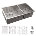 16 Gauge Stainless Steel Undermount Double Bowl Kitchen Sink