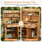 TOPMAX 65''H Large Garden Potting Bench with Lockable Wheel