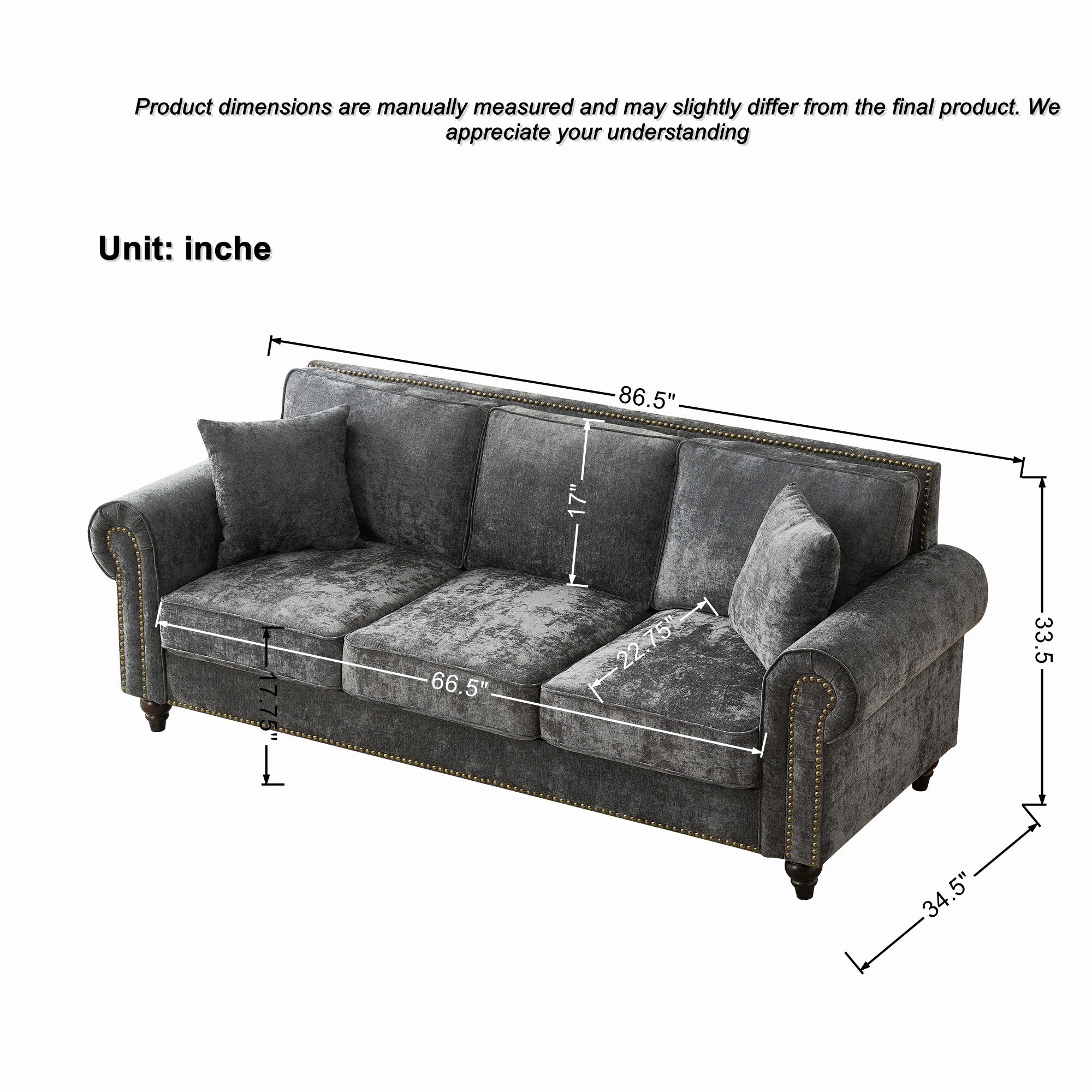 Modern 3+2 Seater Sofa with Rolled Arms