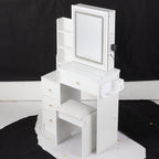 Small Size Left Bedside Cabinet Vanity Table + Cushioned Stool