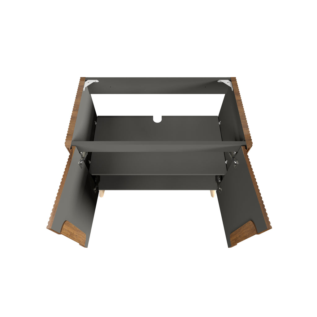 Etna 36-Inch Bathroom Vanity, Walnut Striped, Handless Modern Design