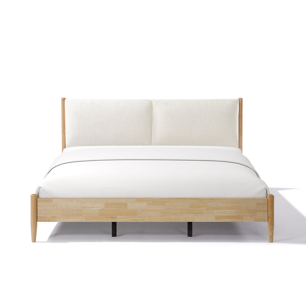 King Bed Frame with Upholstered Headboard