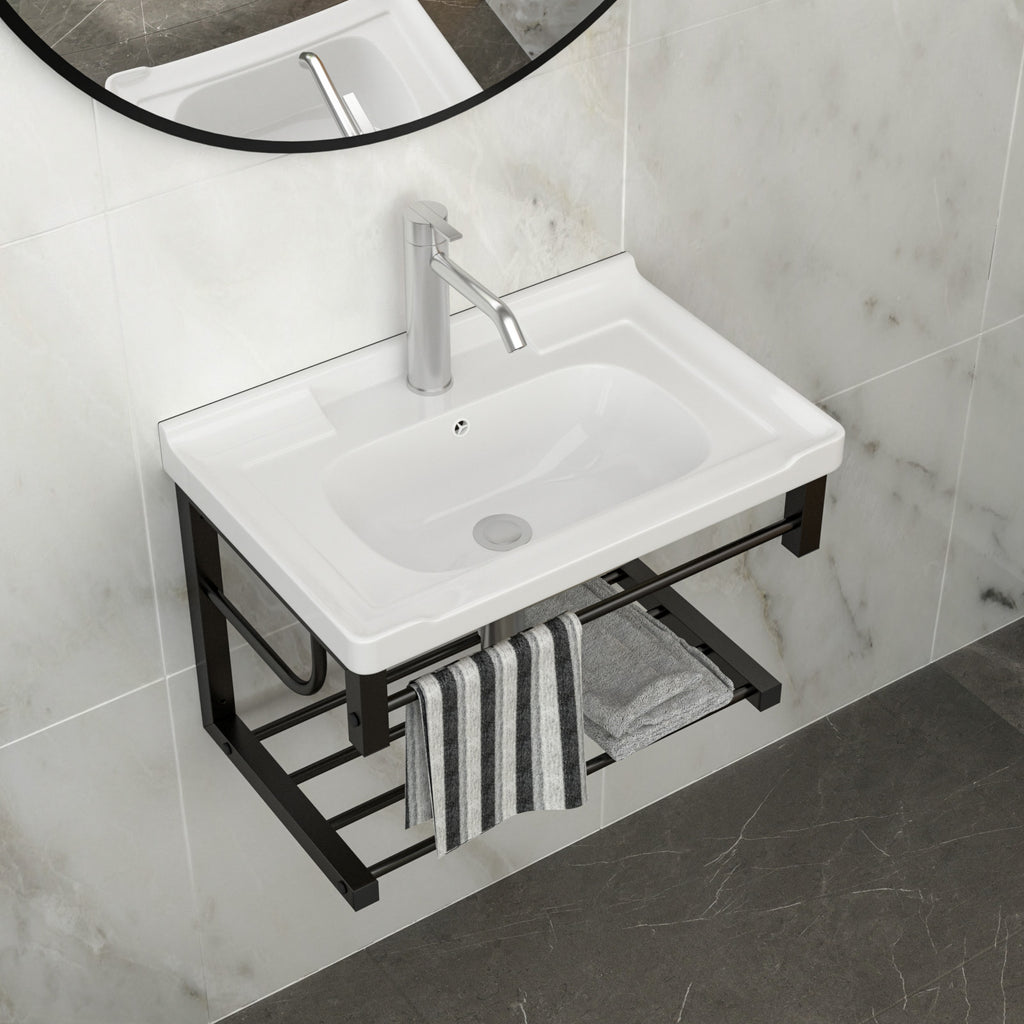 23.75"x15.75" Wall-Mounted Rectangular Ceramic Bathroom Sink