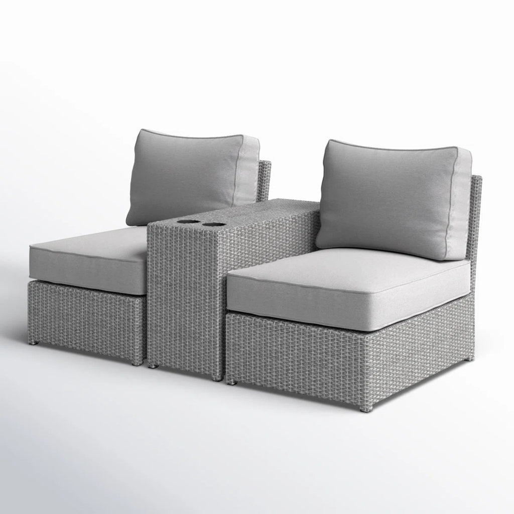LSI All-Weather 2-Person Wicker Conversation Set with Cushions