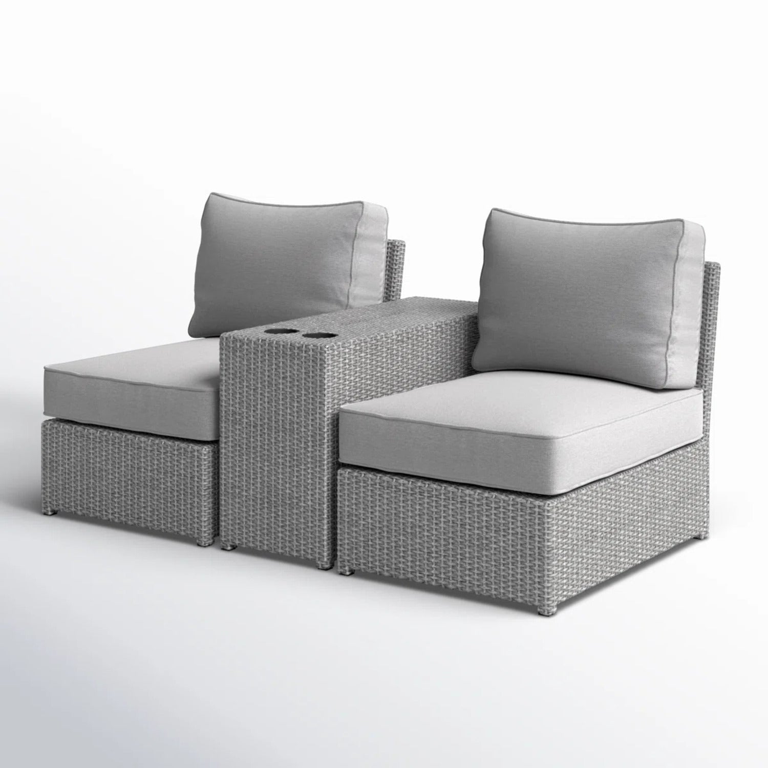 LSI All-Weather 2-Person Wicker Conversation Set with Cushions