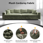 Plush Corduroy 4-Seat Sofa - Modern Comfy Upholstered Couch