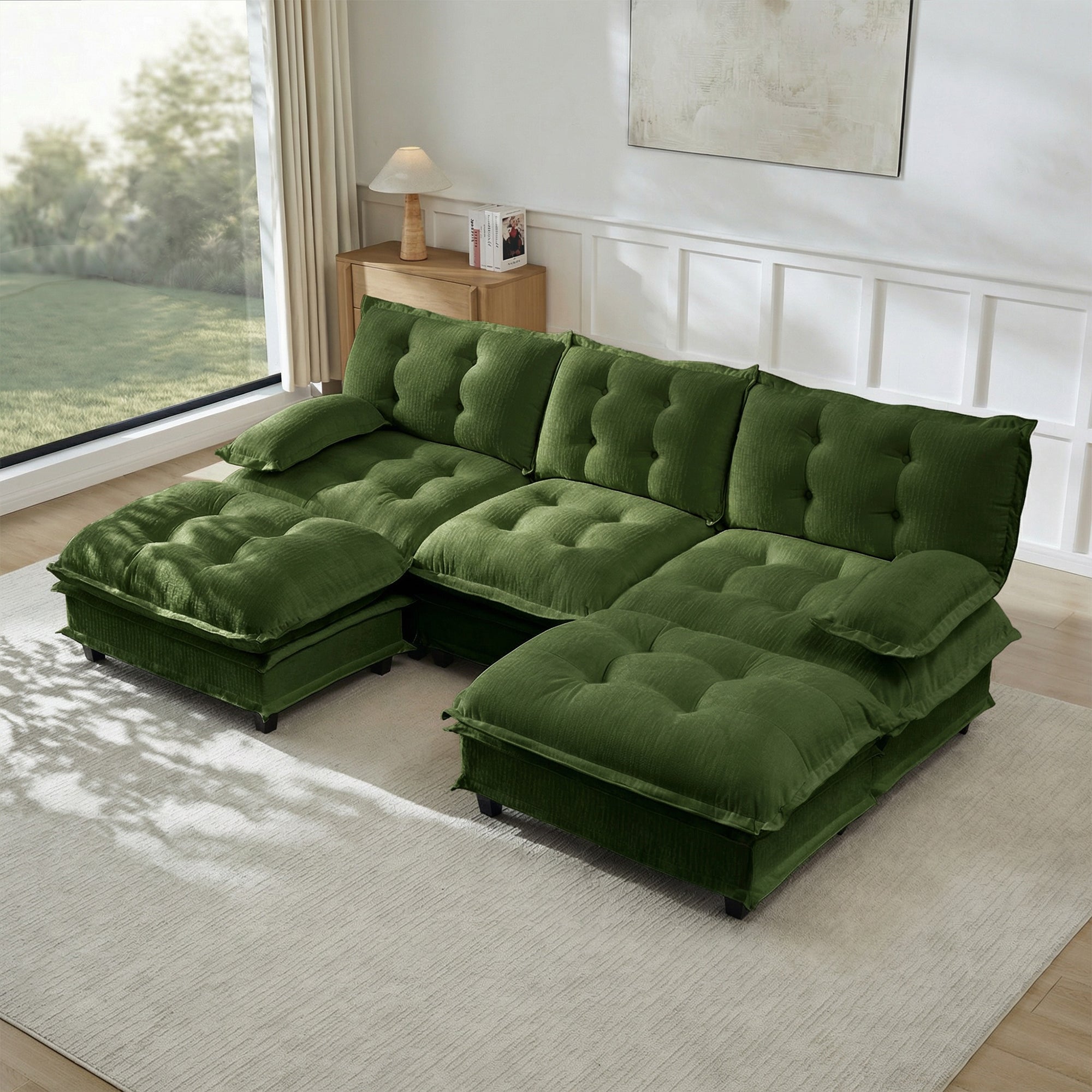 107" U Shaped Modern Sofa Modular Sectional Cloud Couch