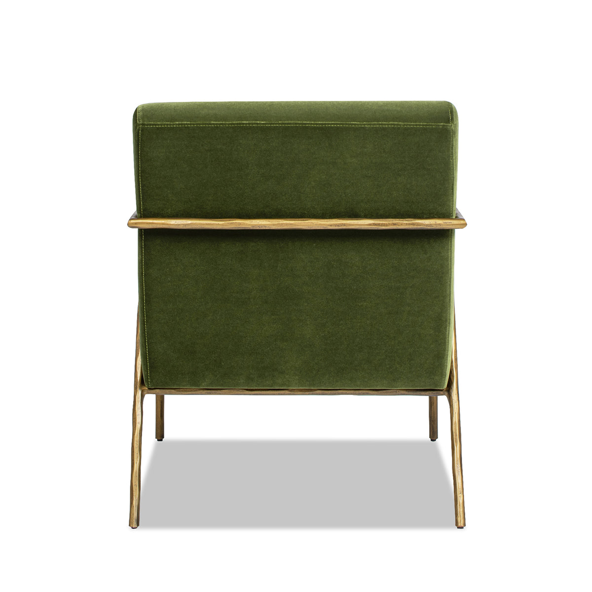 Aerin Hammered Brass Accent Chair, Olive Green Velvet, 24.5 Inches