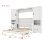 Queen Size Murphy Bed with Closet, Drawers and Shelves