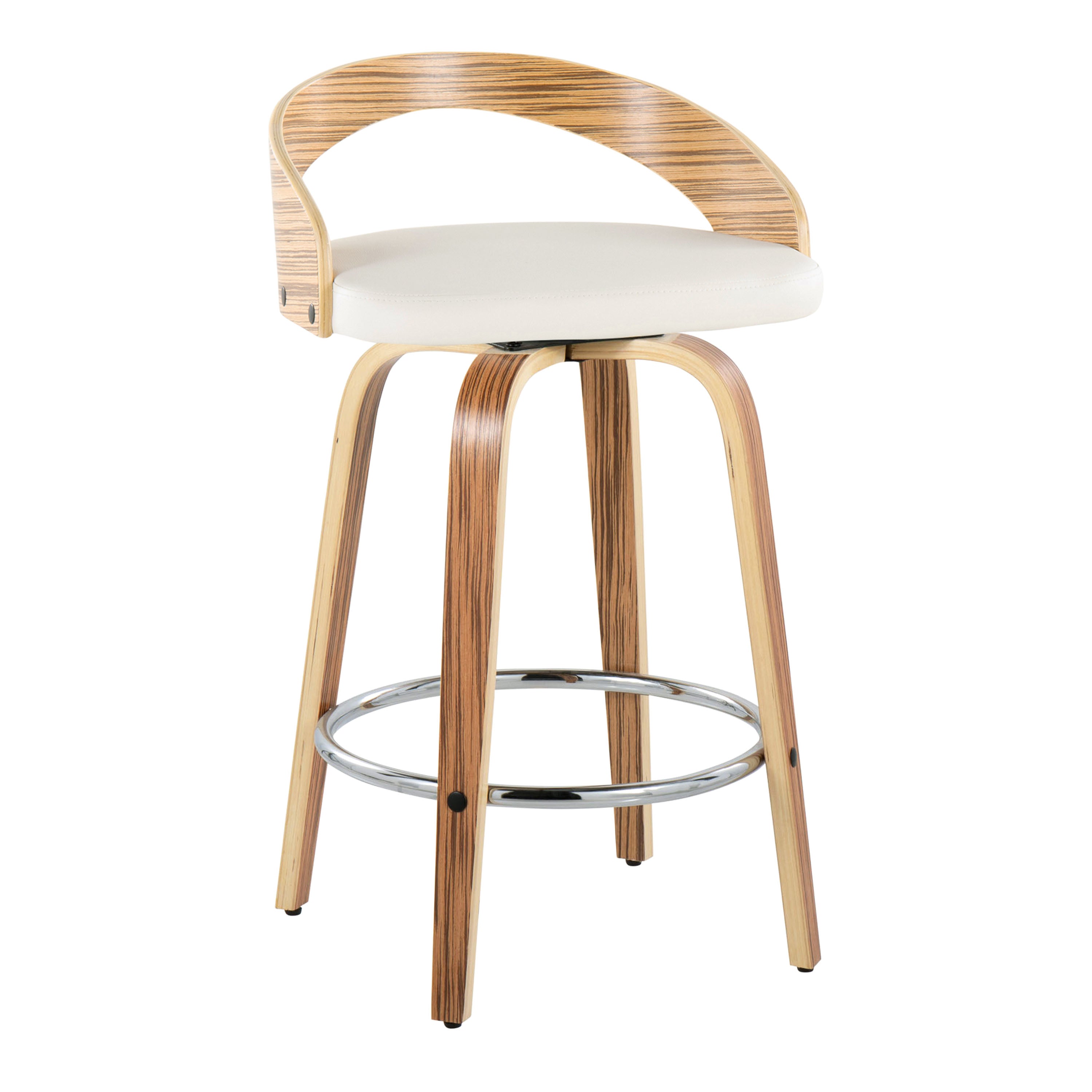 26" Mid-Century Modern Fixed-Height Counter Stool Set