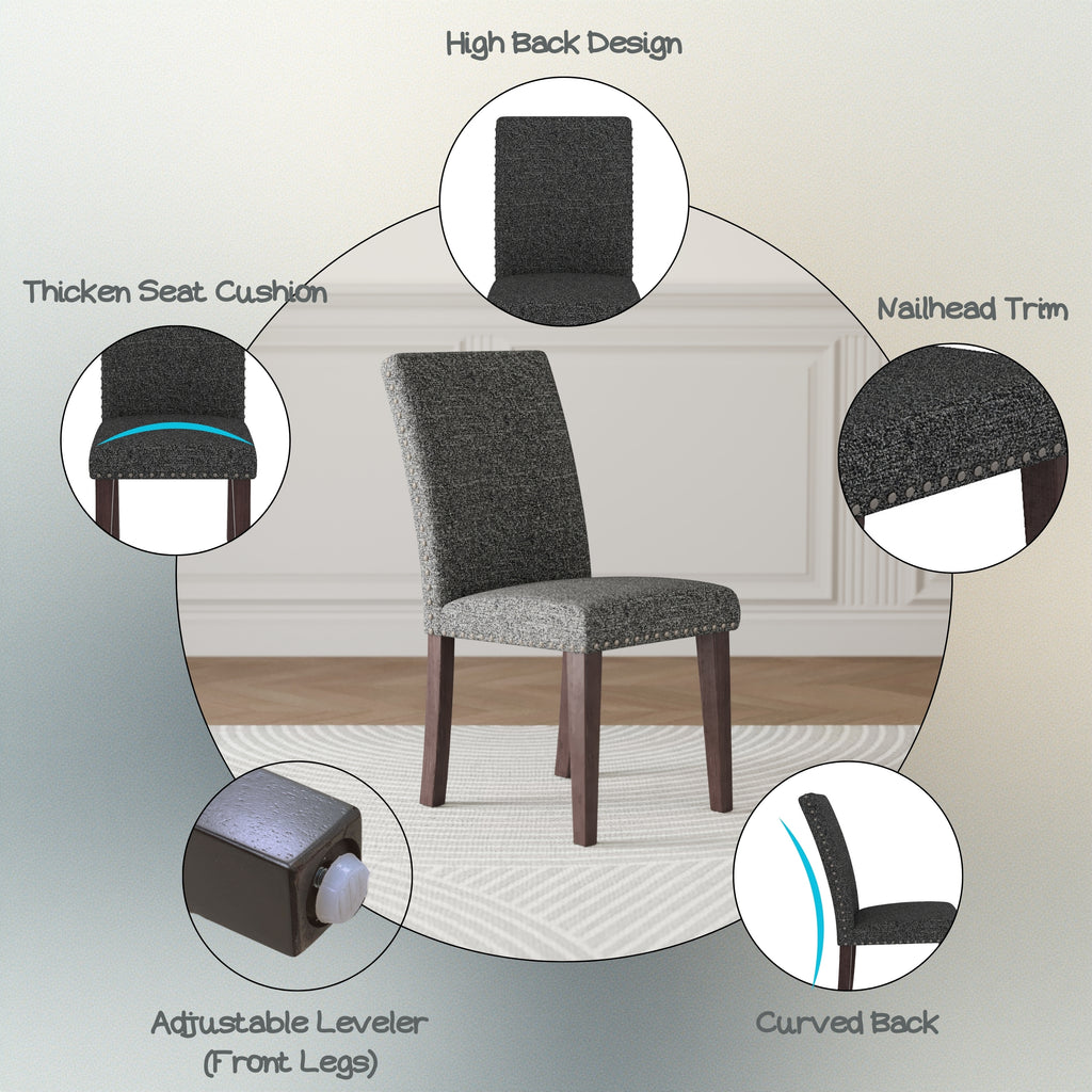 Upholstery Dining Chair Set of 2 in Grey and Brown