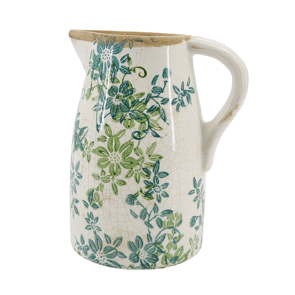 7.9x5.9x9.4" Floral Pitcher Vase