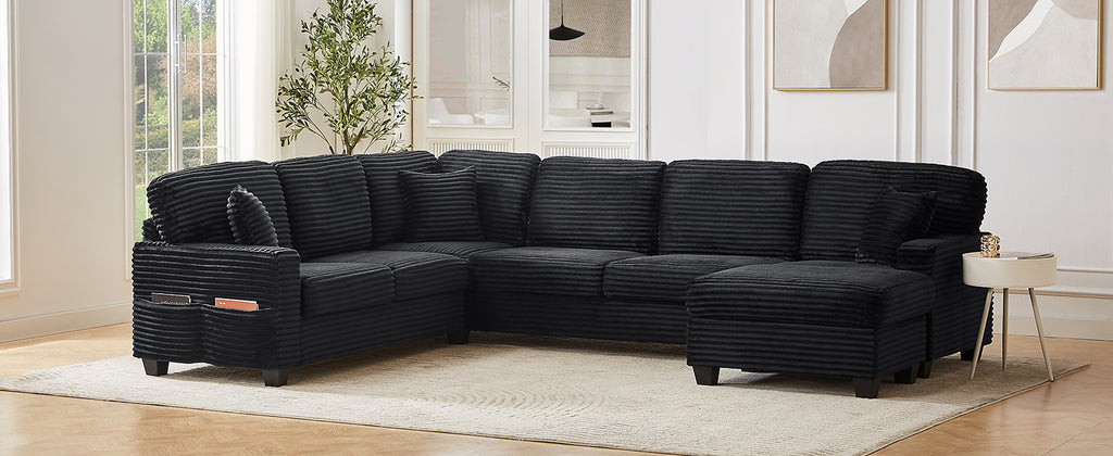 Sectional Sofa U-shaped Sectional with Movable Ottoman