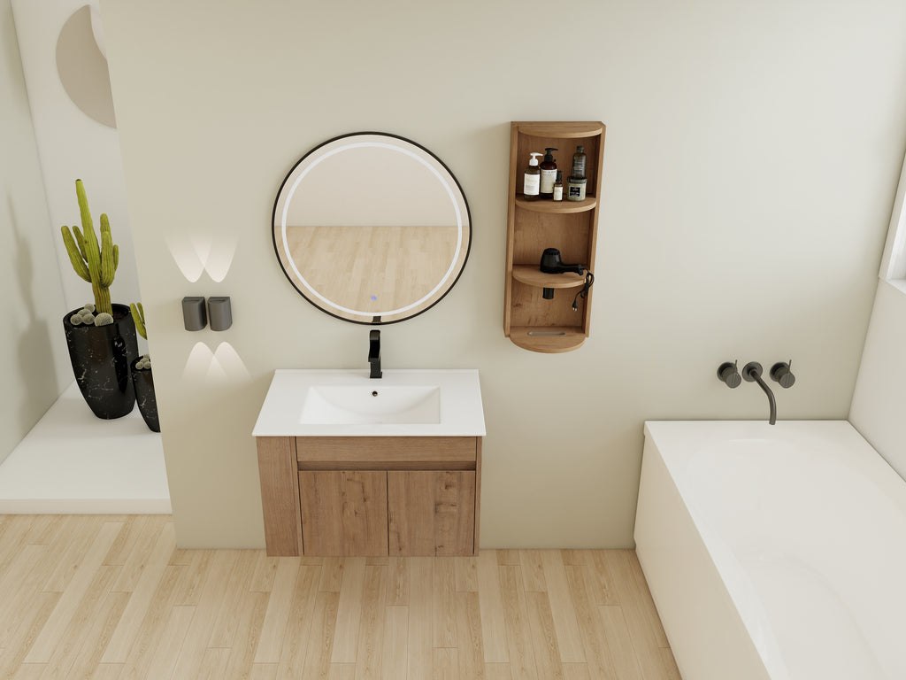 30" Wall-Mounted Bathroom Vanity With Sink and Storage Rack