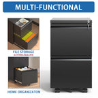 2 Drawer Metal Mobile File Cabinet, Rolling File Cabinet with Lock