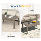 43" x 24" All-Weather Metal Outdoor Coffee Table with Wood-Look Top