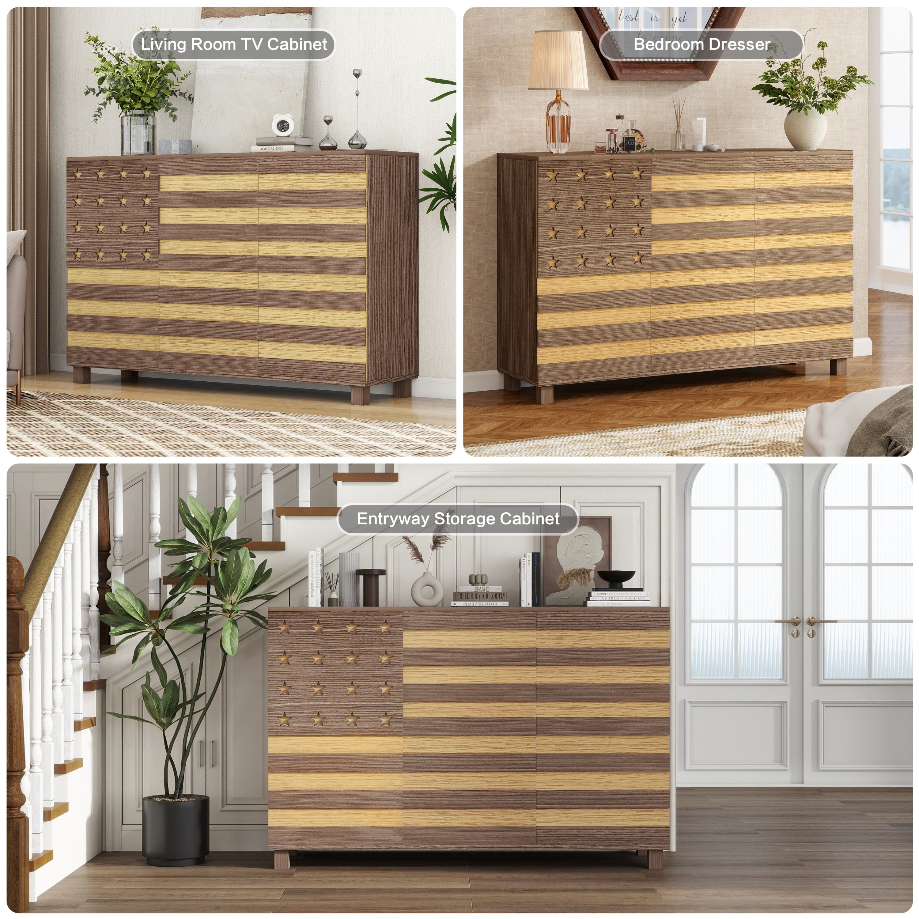 55-Inch Hand-Carved Buffet Sideboard Cabinet