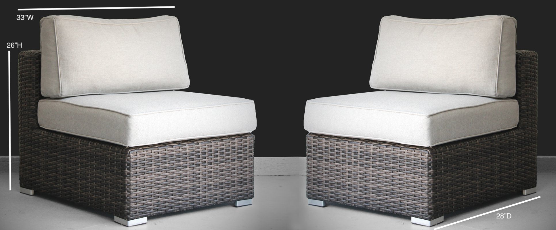 Minnesota Wicker Sectional Armless Seats