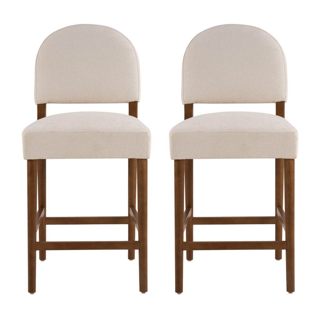 26" Seat Height Fabric & Rubberwood Bar Stool