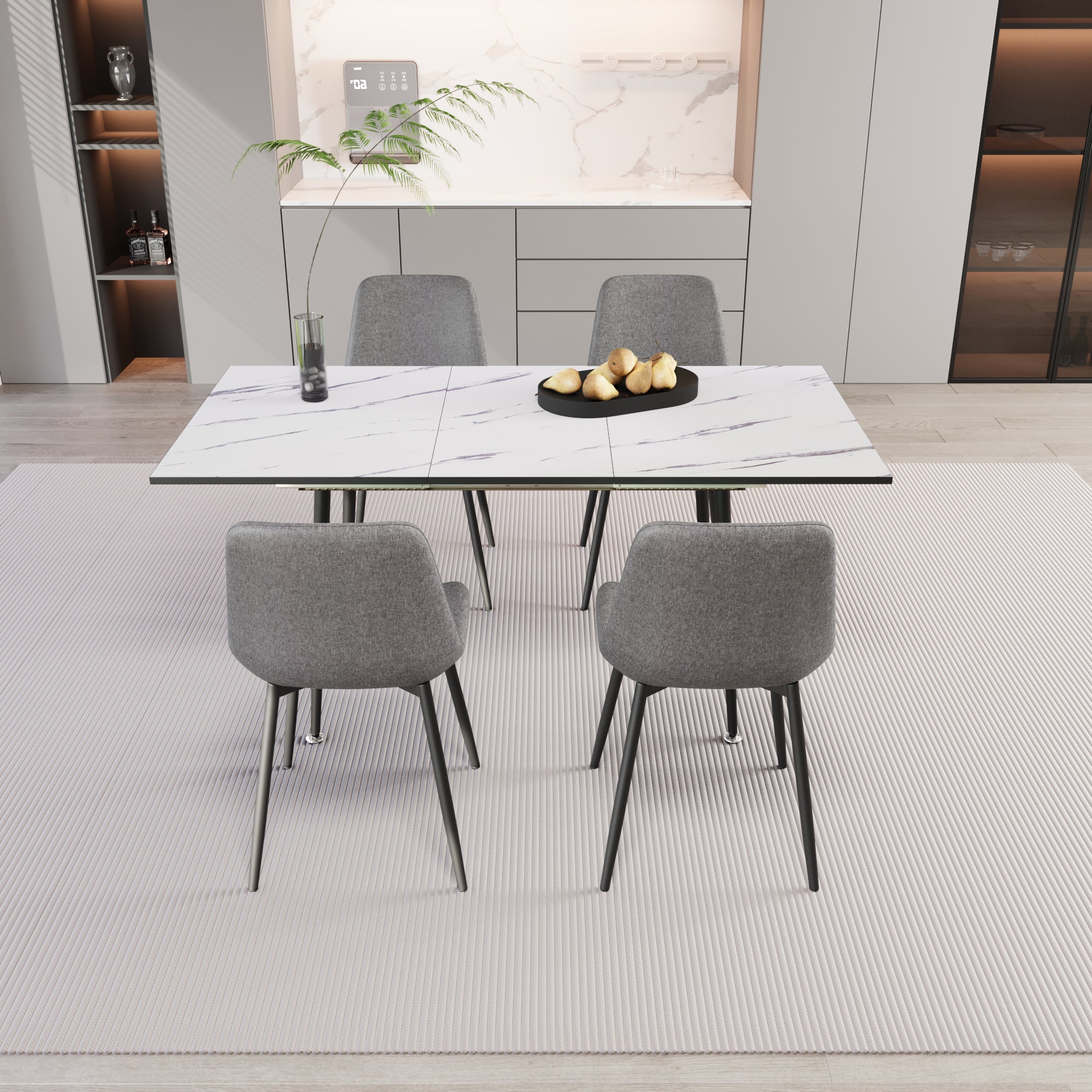 47"-63" Extendable MDF Modern Dining Table and Chair Set