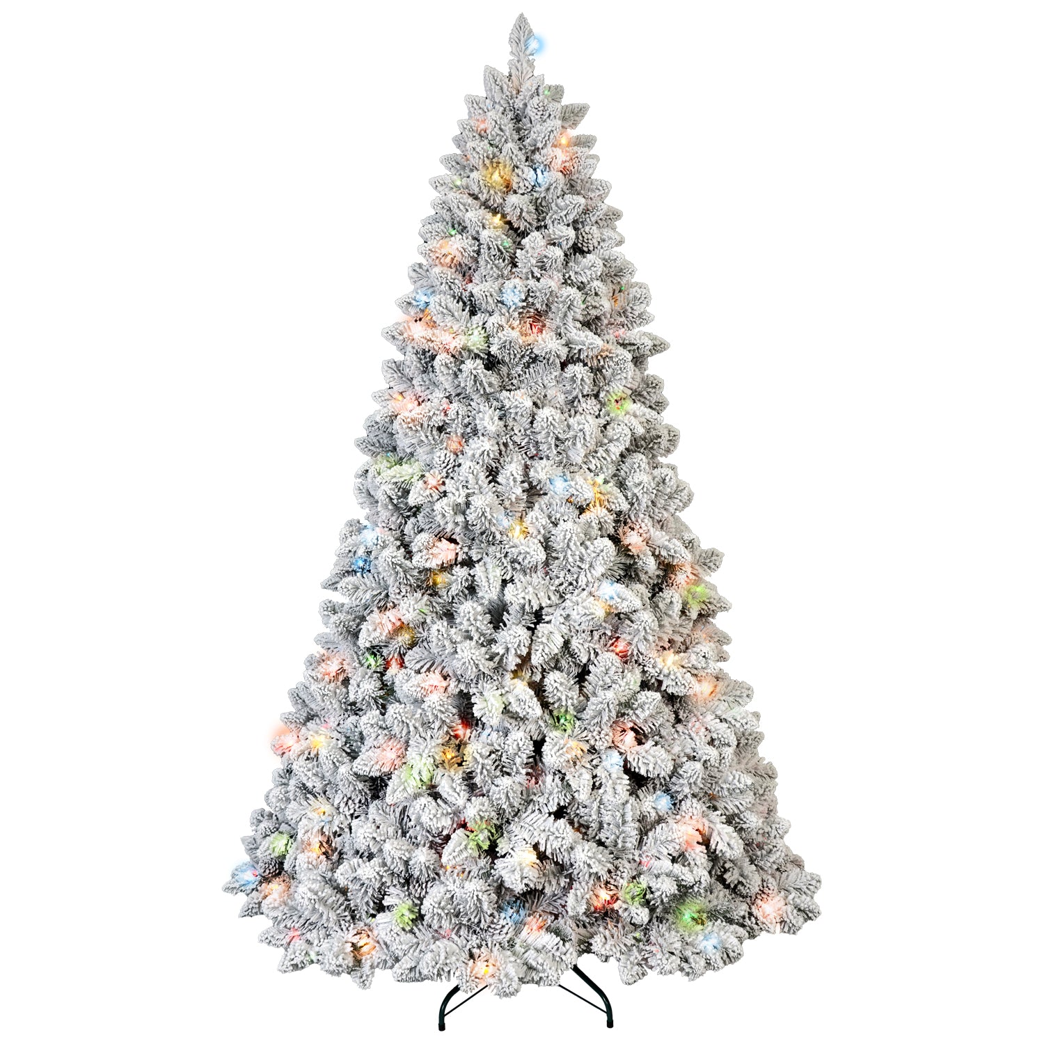 4FT Flocked Christmas Tree with 150 Colorful UL Lights and 21 Pine Cones