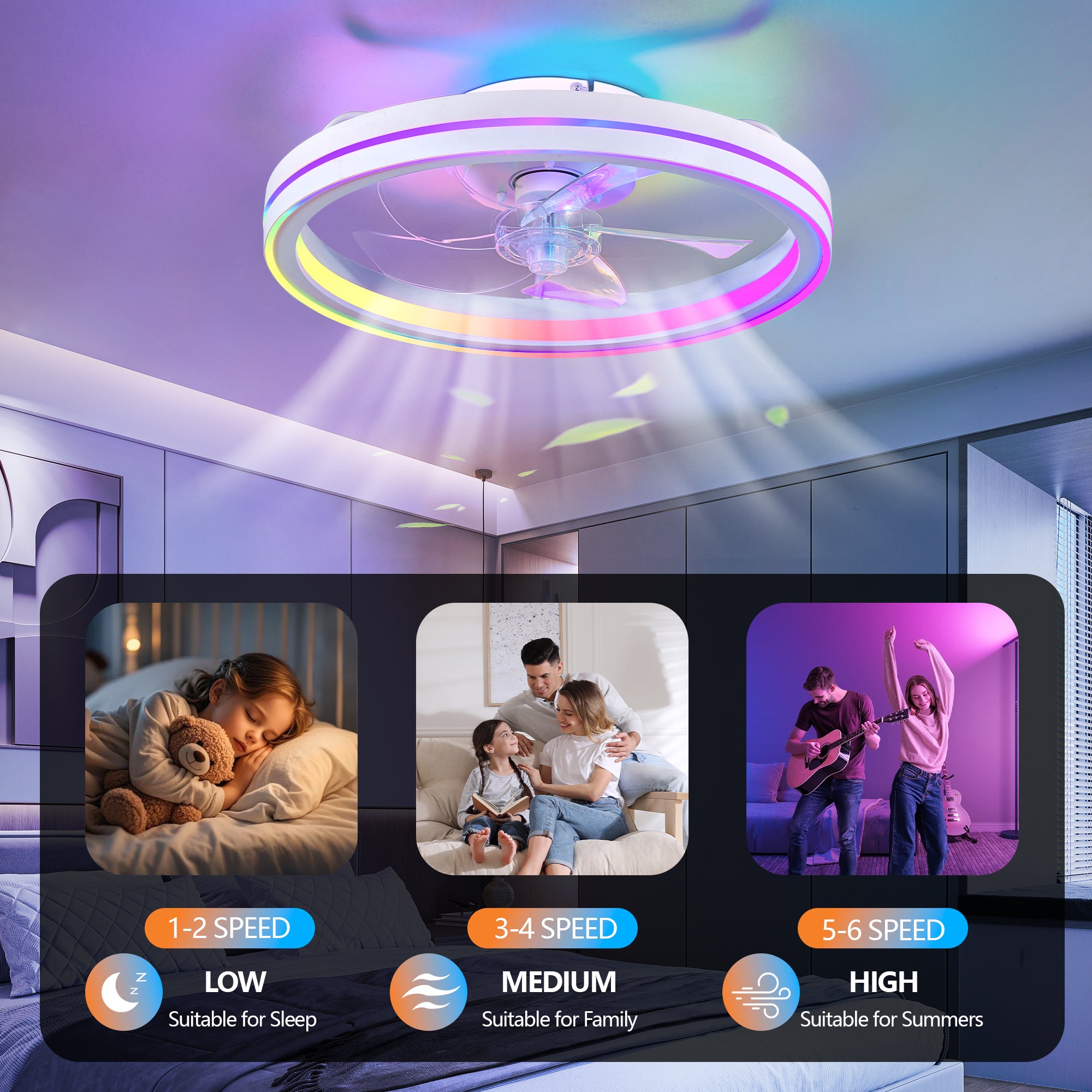 RGB Ceiling Fan with Lights