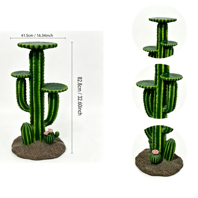 32" Resin Saguaro Cactus Plant Stand with 3 Display Shelves