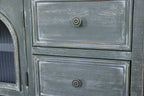 60" Farmhouse TV Stand with 4 Drawers & 2 Glass Doors