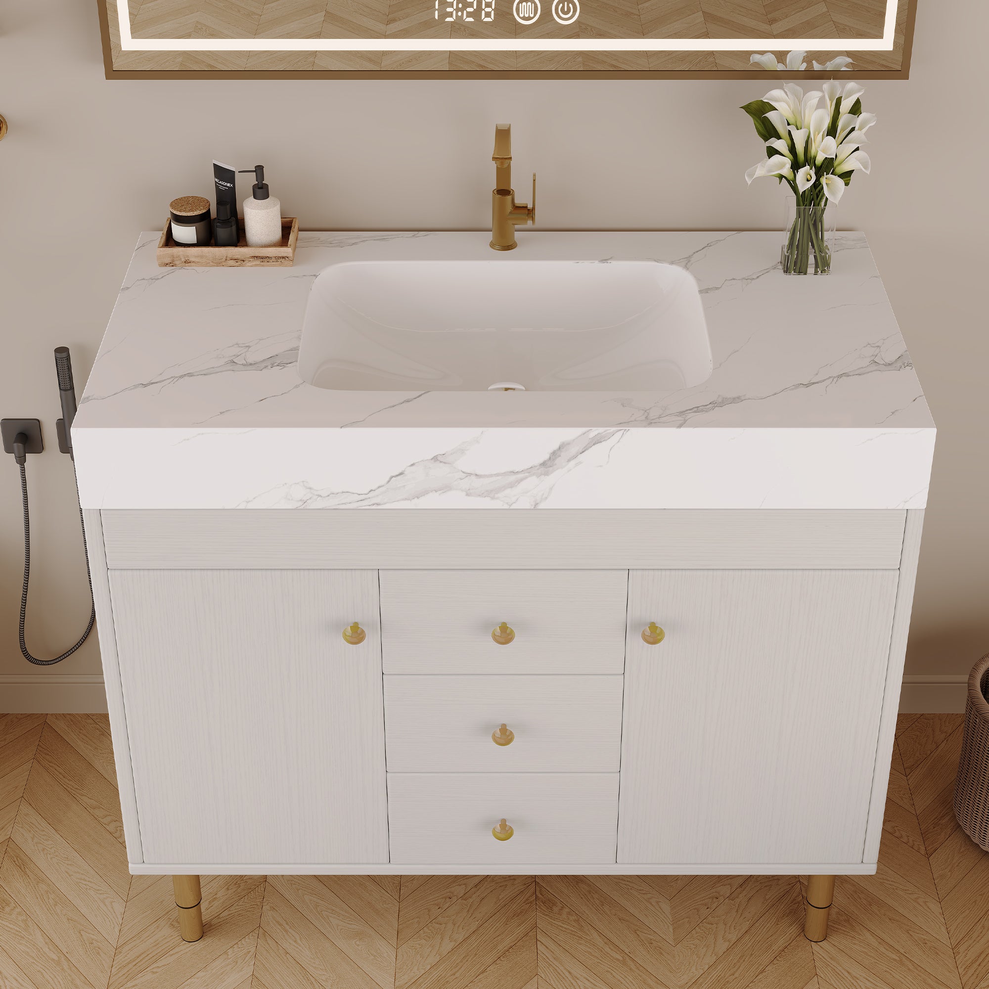 36 In Modern Free-standing Bathroom Vanity with Ceramic Sink & Ample Storage