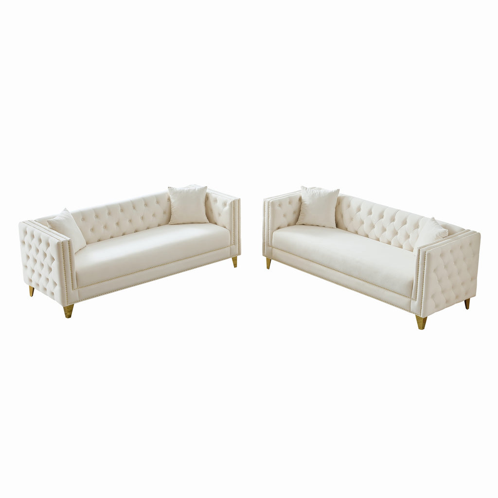 Chesterfield Velvet Sofa 3+3 Seater