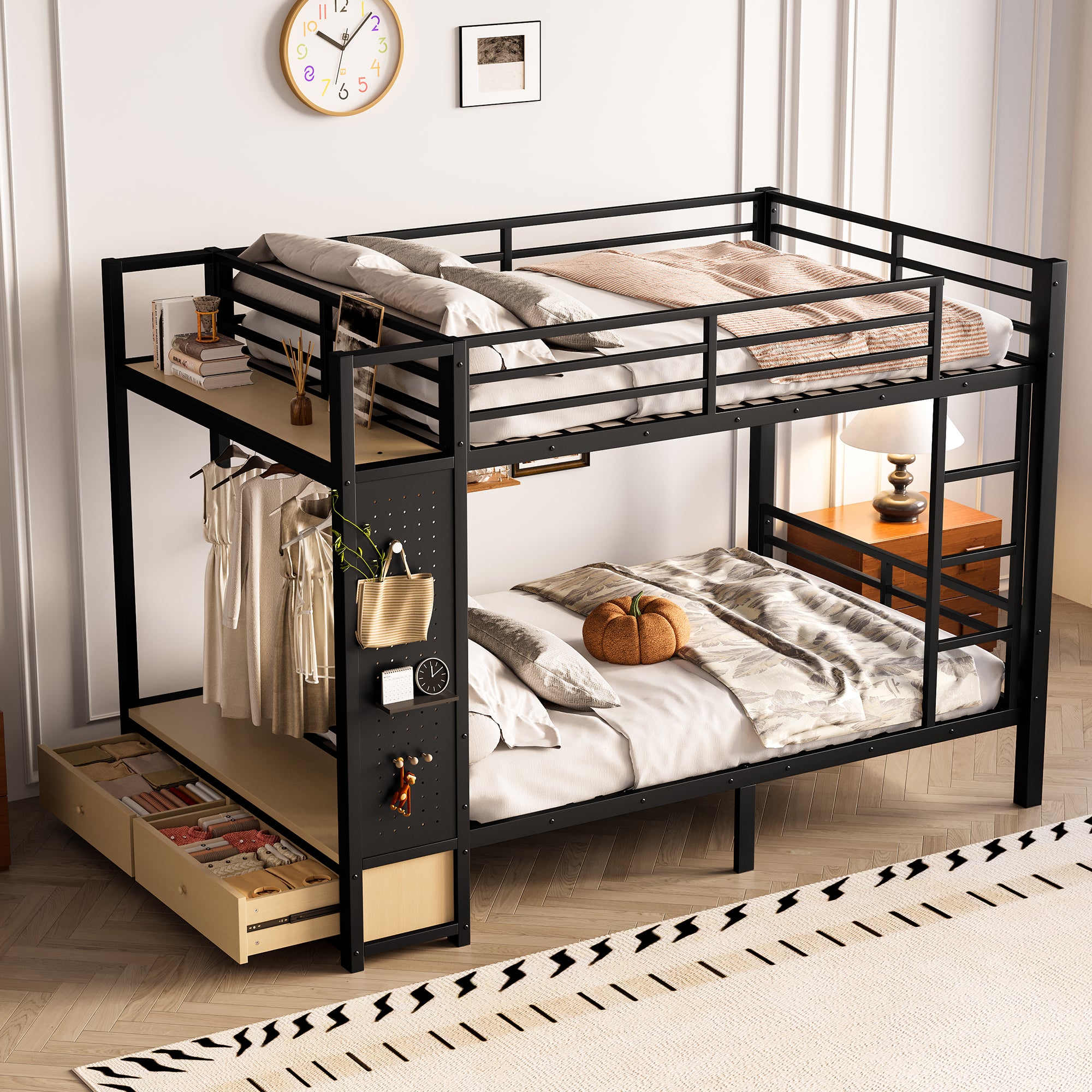 Full Over Full Size Metal Bunk Bed for Teens