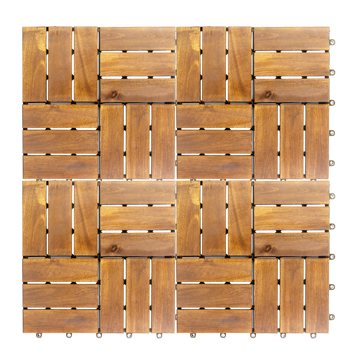 12 in. x 12 in. Acacia 12 Slats Checker Deck Tiles – 30 Pieces