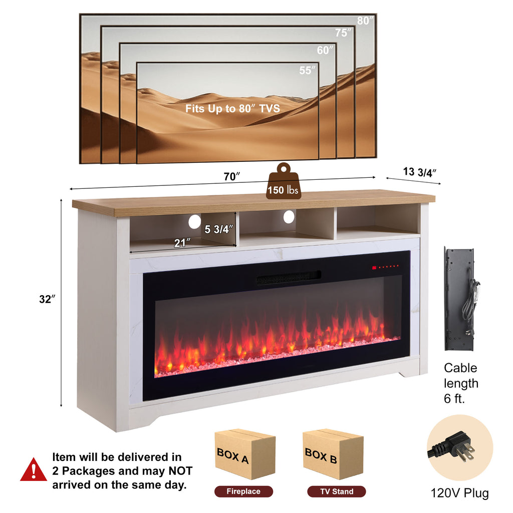 70 Inch Fireplace TV Stand for TVs Up to 70"