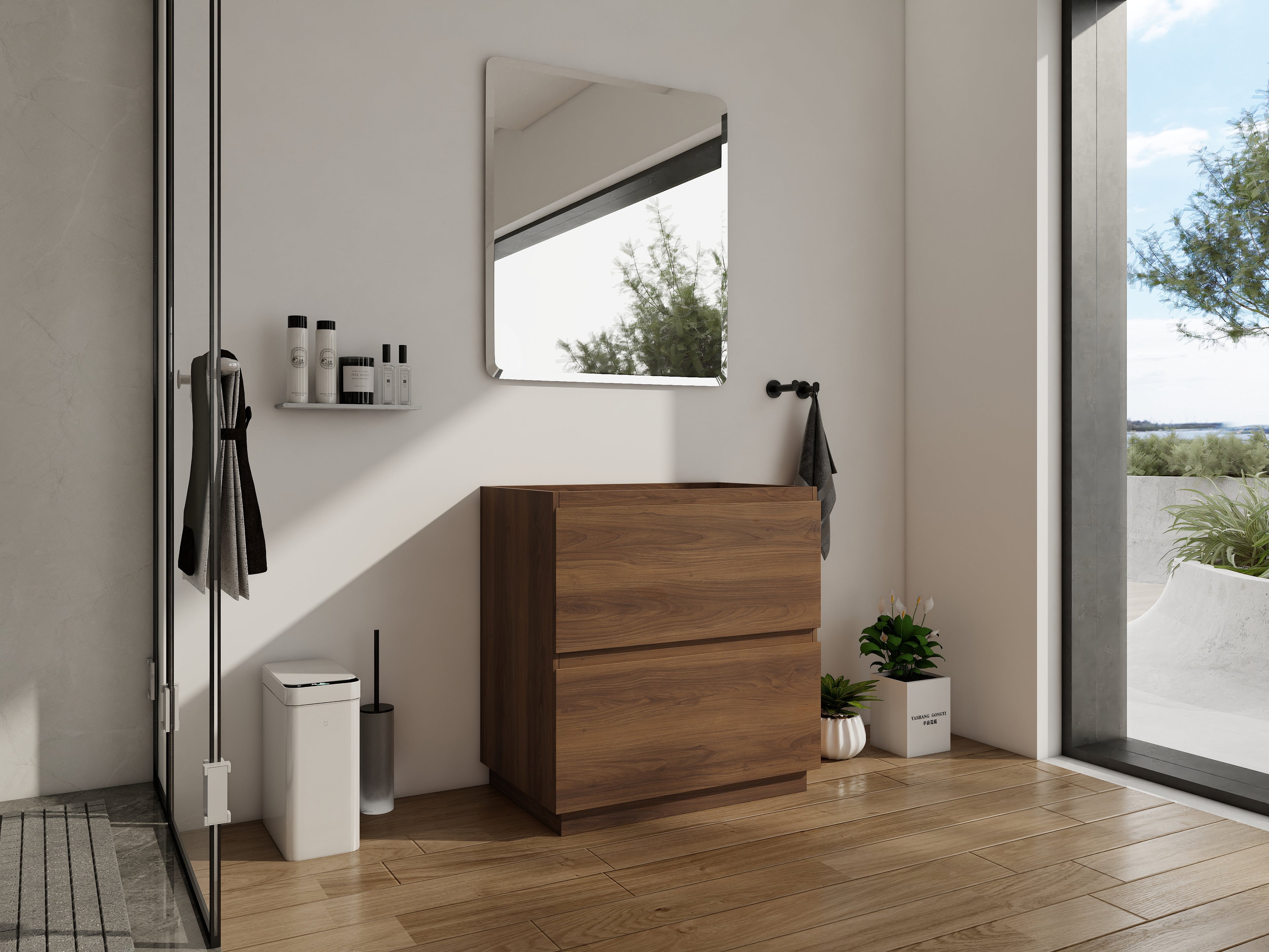 30" Modern Undermount Bathroom Sink Cabinet