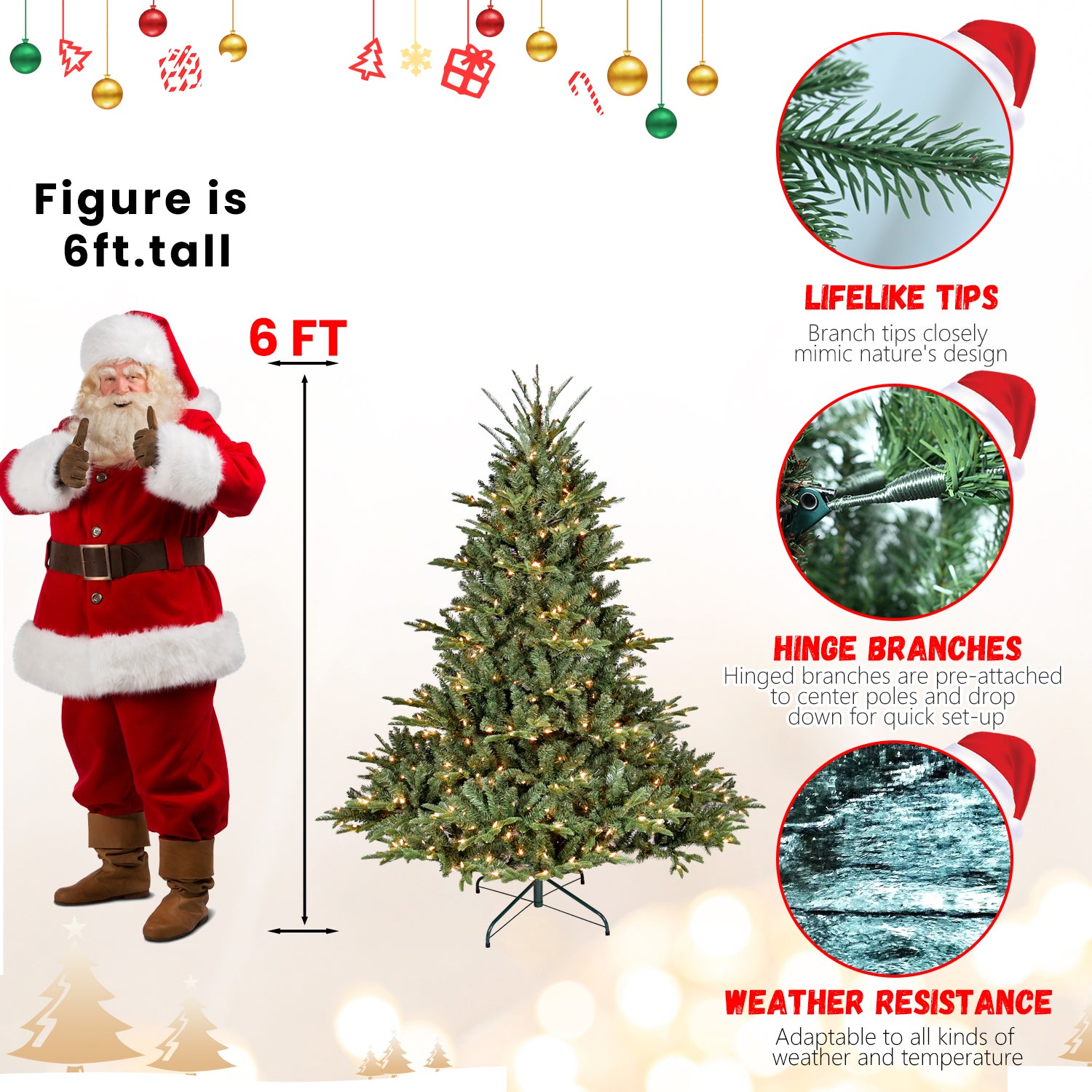 9FT Full-Shape Christmas Tree with 1100 UL Lights