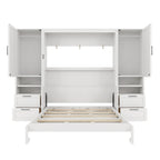 Queen Size Murphy Bed with Closet, Drawers and Shelves