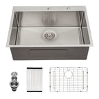 33" Single Bowl Drop In Kitchen Sink - 16 Gauge Stainless Steel