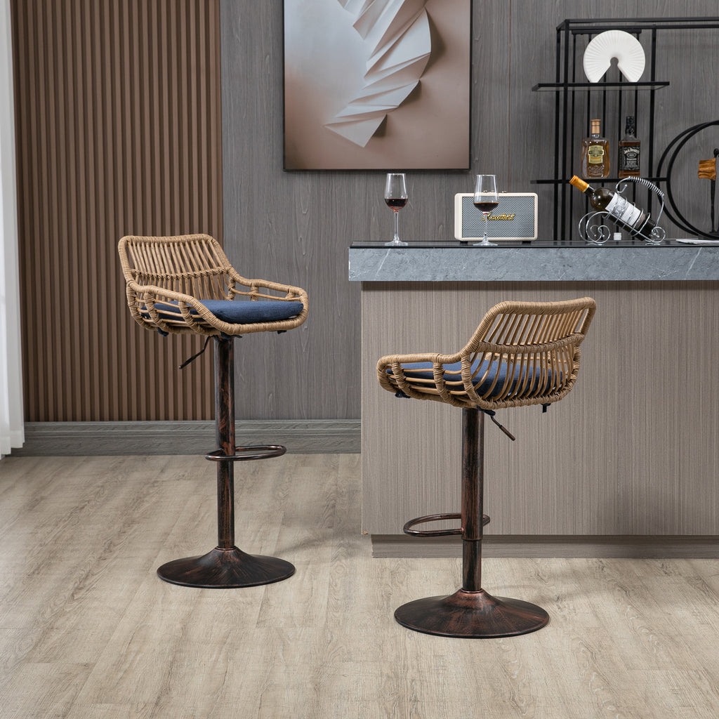 Modern Swivel Bar Stools Set of 2 Adjustable Counter Height Chairs