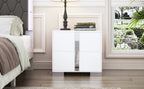 Elegant Nightstand with Metal Foot, Mirrored Bedside Table