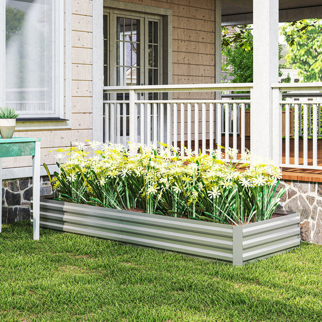 Outsunny 95" Galvanized Raised Garden Bed
