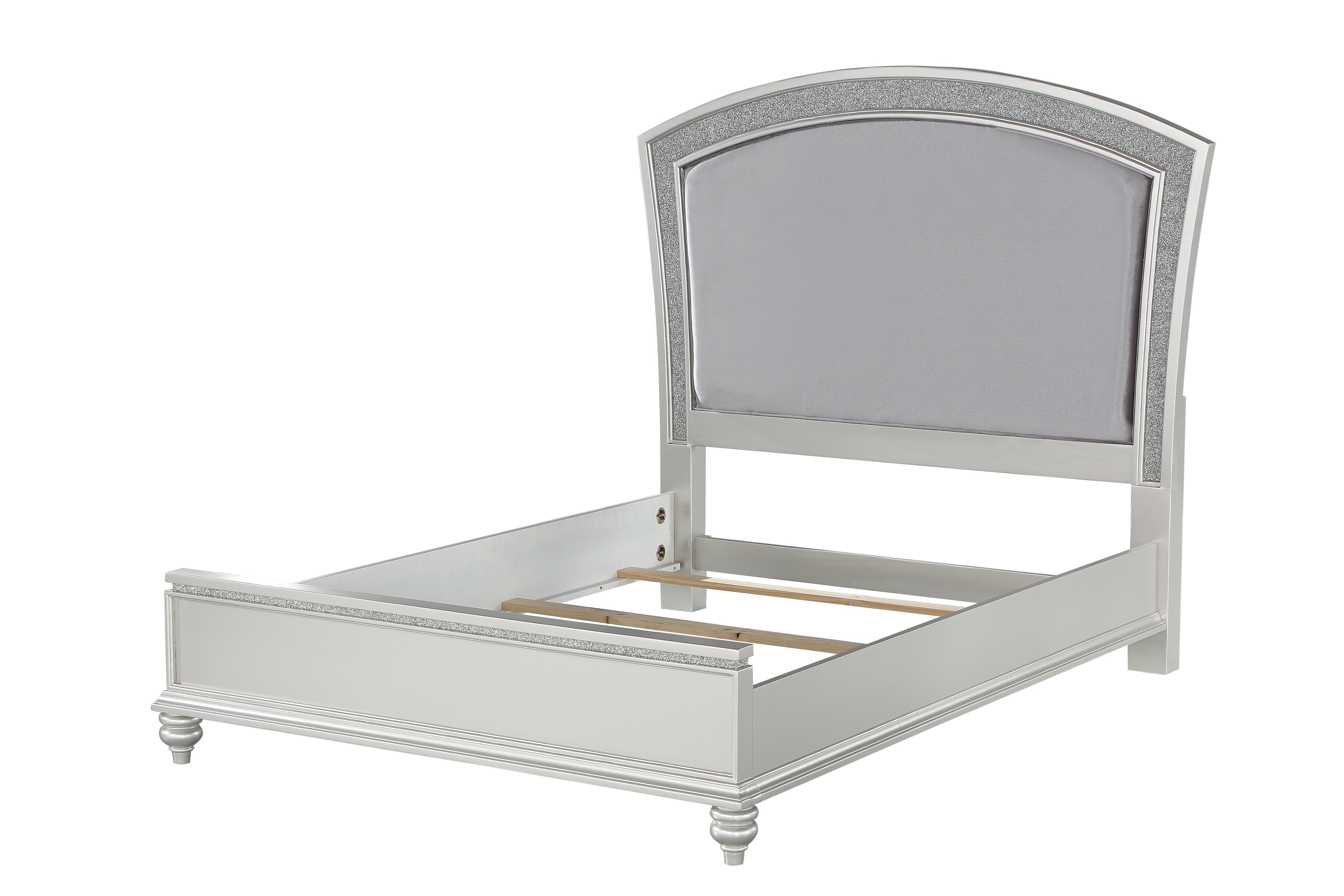 Maverick Fabric & Platinum Finish Queen Bed