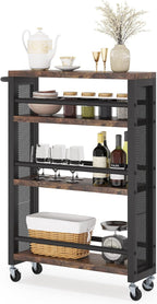 20" Slim 4-Tier Rolling Utility Cart with Wheels