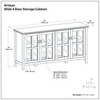 Artisan 66 Inch Wide Solid Wood 4 Door Storage Cabinet