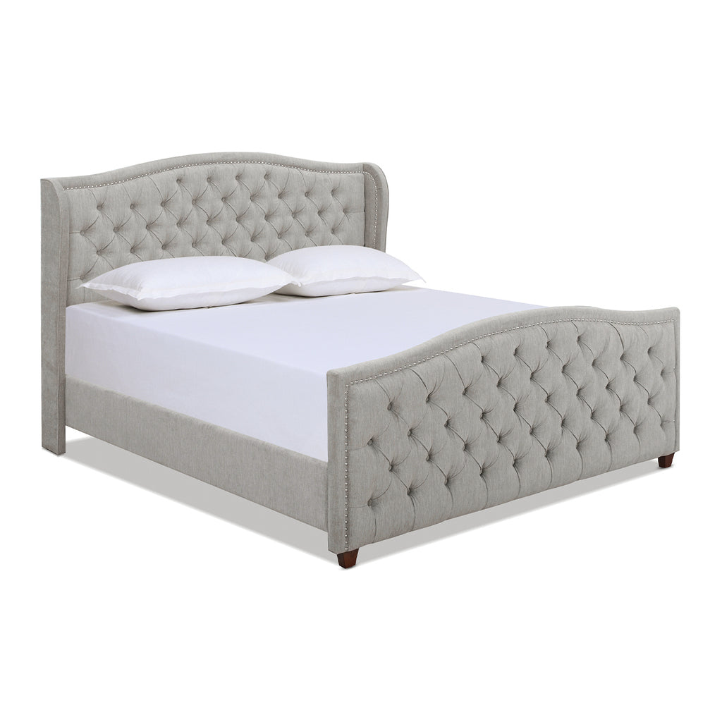 Marcella Upholstered Shelter Headboard Bed Set, King