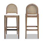 Panama 30.5" Curved Back Cane Rattan Bar Stool, Set of 2