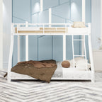Metal Bunk Bed Twin Over Full Size with Removable Stairs